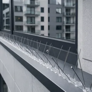 Hroty proti holubom typ V – detail troch radov hrotov