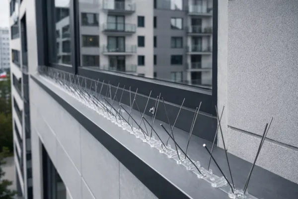 Hroty proti holubom typ V – detail troch radov hrotov