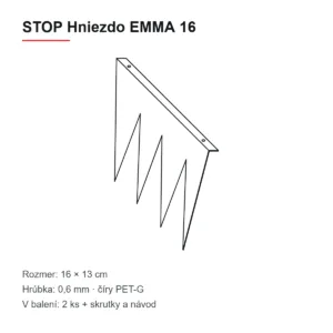 STOP Hniezdo EMMA 16 – nákres a rozmery 16 × 13 cm