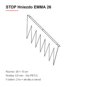 STOP Hniezdo EMMA 26 – nákres a rozmery 26 × 13 cm
