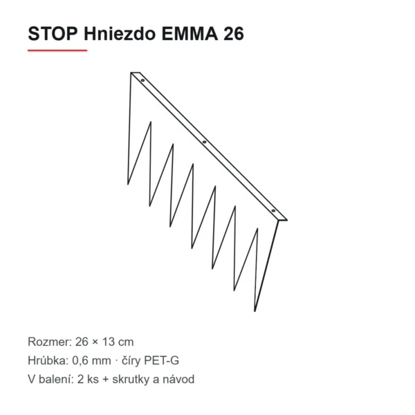 STOP Hniezdo EMMA 26 – nákres a rozmery 26 × 13 cm