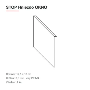STOP Hniezdo OKNO – nákres a rozmery 12,5 × 10 cm